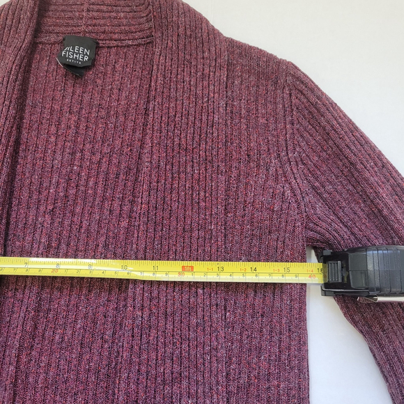 NWOT Eileen Fisher Women's Silk Long Sleeves Open Front Cardigan Burgundy PP - Picture 7 of 10